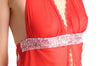 Red Sheer Babydoll With Silver Sequin & Matching Brief Set