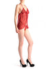 Red Sheer Babydoll With Satin Bow Crystal & Matching Brief Set