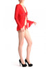 Red Sheer Babydoll With Long Sleeves Lace & Matching Brief Set