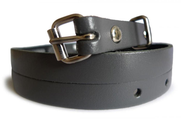 Plain Grey Real Leather Women Belt