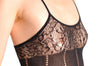 Black Suspender Bodystocking With Lace Garter & Lace Trim Corset