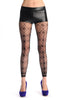 Black & Transparent Rectangles With Lace Trim Footless Fishnet