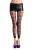 Black & Transparent Rectangles With Lace Trim Footless Fishnet
