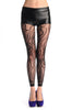 Black Tiger With Lace Trim Footless Fishnet
