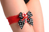Christmas Red Garter With Black Satin Bow & Stick Candy