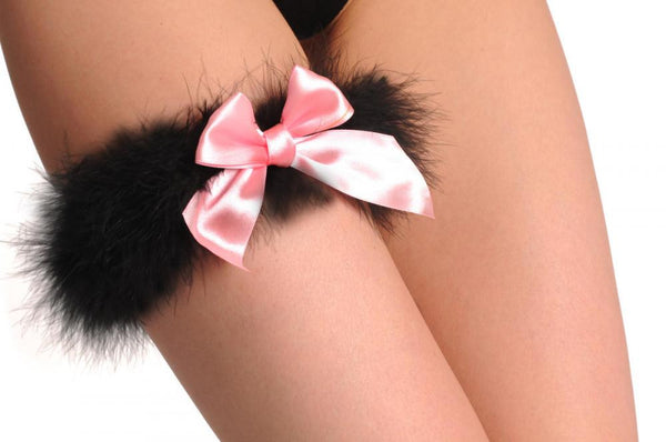 Black Marabou Feather With Pink Satin Bow