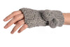 Grey Knitted Fingerless Mittens With Pompons