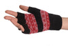 Angora Black Fair Isle Knitted Fingerless Gloves