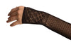Black Stretchy Crochet Lace Fingerless Evening Gloves