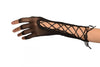 Black Fishnet Black Lace Up Fingerless Gloves