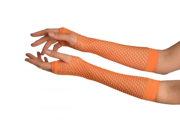 Terracotta Fishnet Mesh Net Fingerless Party Gloves