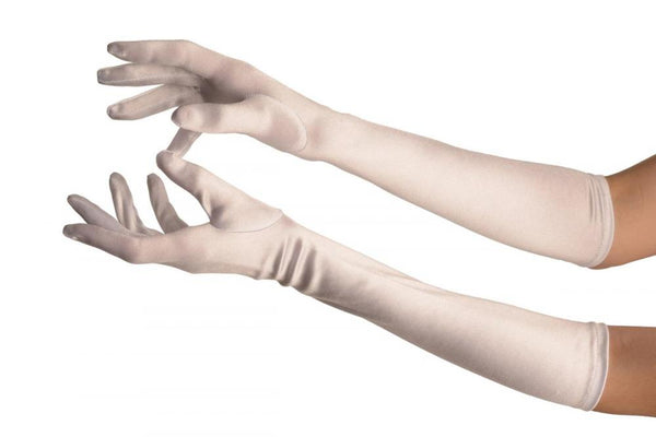 White Stretchy Satin Wedding Opera Gloves
