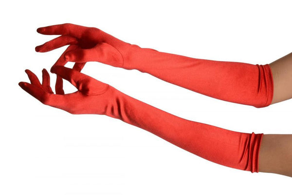 Red Stretchy Satin Wedding Opera Gloves