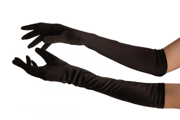 Black Stretchy Satin Wedding Opera Gloves