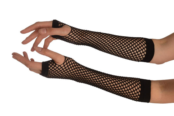 Black Fishnet Fingerless Party Gloves