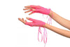 Pink Lace Up Fishnet Fingerless Gloves