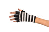 White & Black Stripes Short Fingerless Gloves