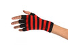Red & Black Stripes Short Fingerless Gloves