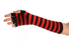 Red & Black Stripes Fingerless Gloves