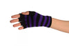 Purple & Black Stripes Short Fingerless Gloves