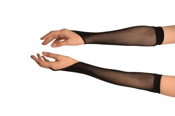Black Fishnet Finger Loop Party Gloves