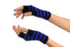 Blue & Black Stripes Short Fingerless Gloves