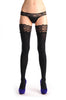 Black With Transparent Seam With Lurex Rombs & Lace Silicon Garter