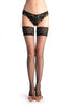 Fishnet With Opaque Back Seam & Lace Silicon Garter