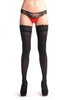 Black Luxurious Hold Ups With Floral Silicon Lace 60 Den
