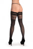 Black With 3 Floral Mesh Stripes And Silicon Lace 40 Den