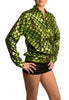 Green Shiny Gloss Mermaid Scales Unisex Zip Disco Jacket