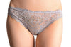 Floral Lace With Crystals Shapes & Cotton Back Grey High Leg Brazilian