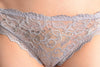 Floral Lace With Crystals Shapes & Cotton Back Grey High Leg Brazilian