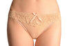 Cotton & Lace Top Trim With Crystals Beige High Leg Brazilian