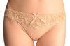 Cotton & Lace Top Trim With Crystals Beige High Leg Brazilian