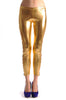 Gold Shiny Faux Leather Wet Look With Side Zip