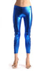 Blue Shiny Faux Leather Wet Look With Side Zip