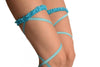 Neon Blue Elasticated Ribbon Leg Wrap & Lace Garter