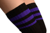 Black With Purple Referee Stripes Stirrup Dance/Ballet Leg Warmers
