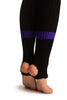 Black With Purple Referee Stripes Stirrup Dance/Ballet Leg Warmers