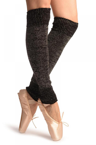 Black With Silver Lurex Dance/Ballet Leg Warmers