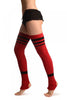 Red With Black Referee Stripes Stirrup Dance/Ballet Leg Warmers