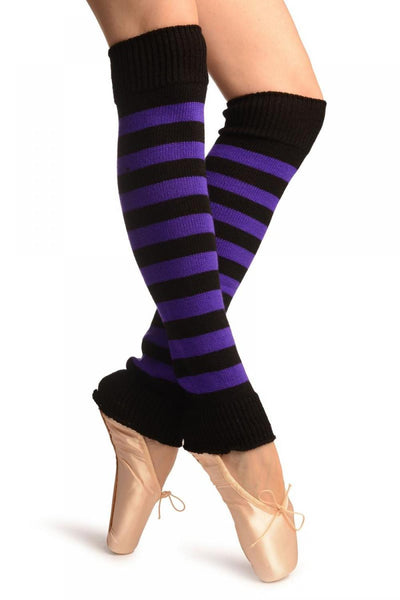 Purple & Black Stripes Dance/Ballet Leg Warmers