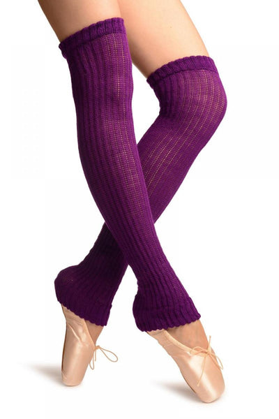 Purple Double Rib Stitch Dance/Ballet Leg Warmers