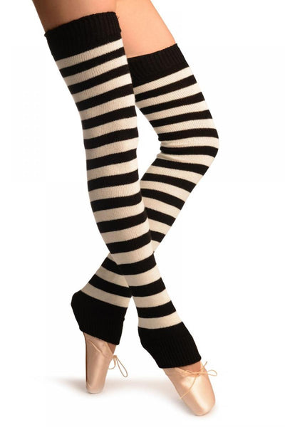 Cream & Black Stripes Dance/Ballet Leg Warmers
