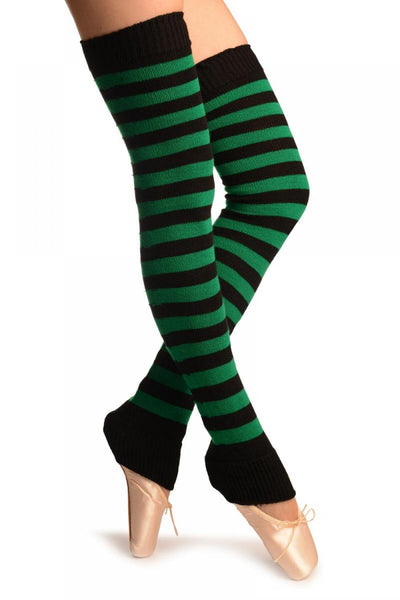 Green & Black Stripes Dance/Ballet Leg Warmers