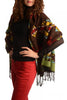 Brown Woven Aztec With Hood Poncho