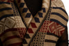 Red, Dark Blue & Black Aztec On Beige Blanket Wrap (Poncho)