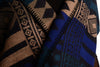 Beige, Blue & Teal Blue Aztec On Black Blanket Wrap (Poncho)