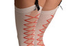 White Stockings With Sheer Red Lace Up Seam
